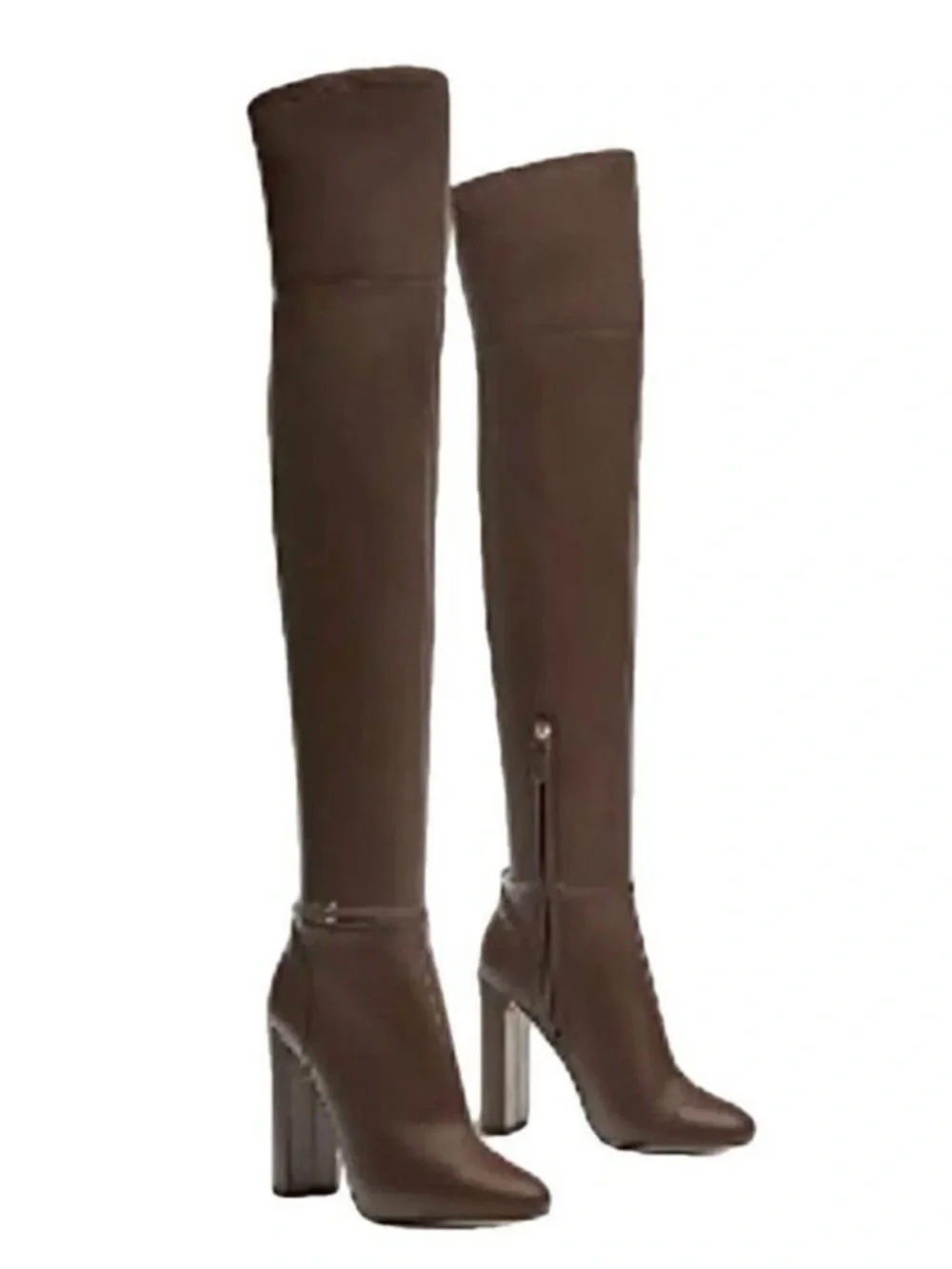 MASSIMO DUTTI OTK Stretch Leather High Heel Boots In Brown 🤎